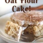 bite of oat flour cake.