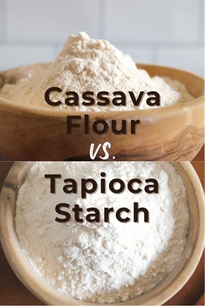 cassava flour on top image and tapioca on the bottom.