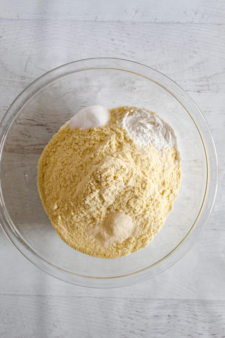 millet flour in a glass bowl.