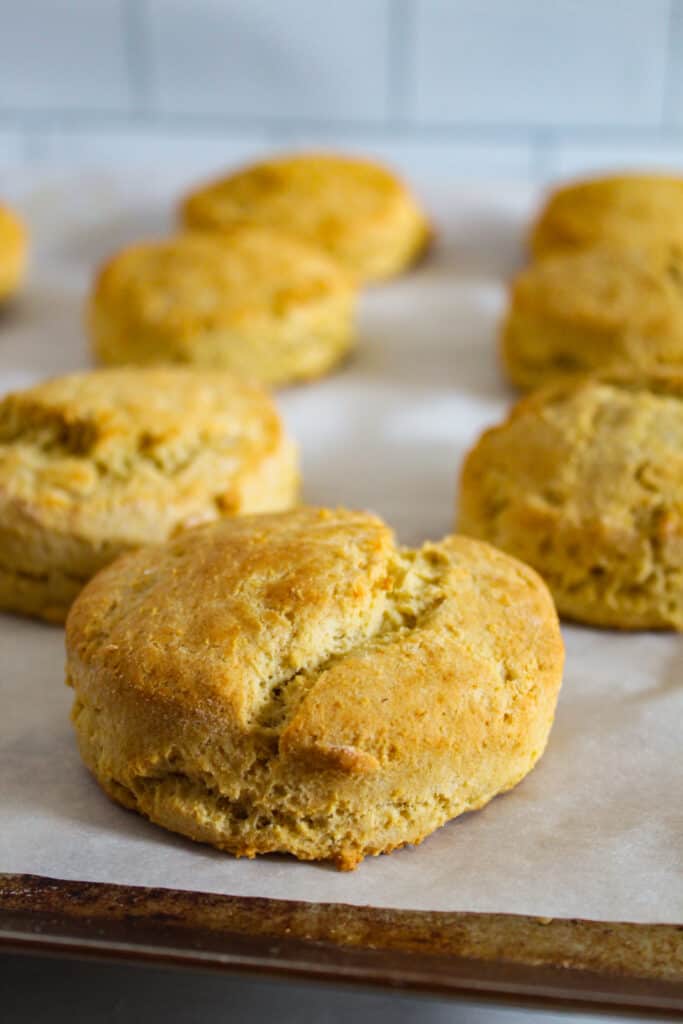 millet flour biscuits on a baking pan.