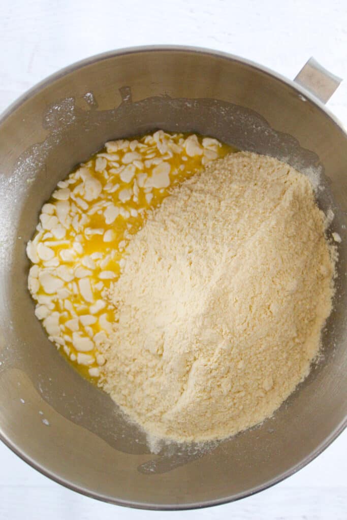 millet flour in a mixing bowl.