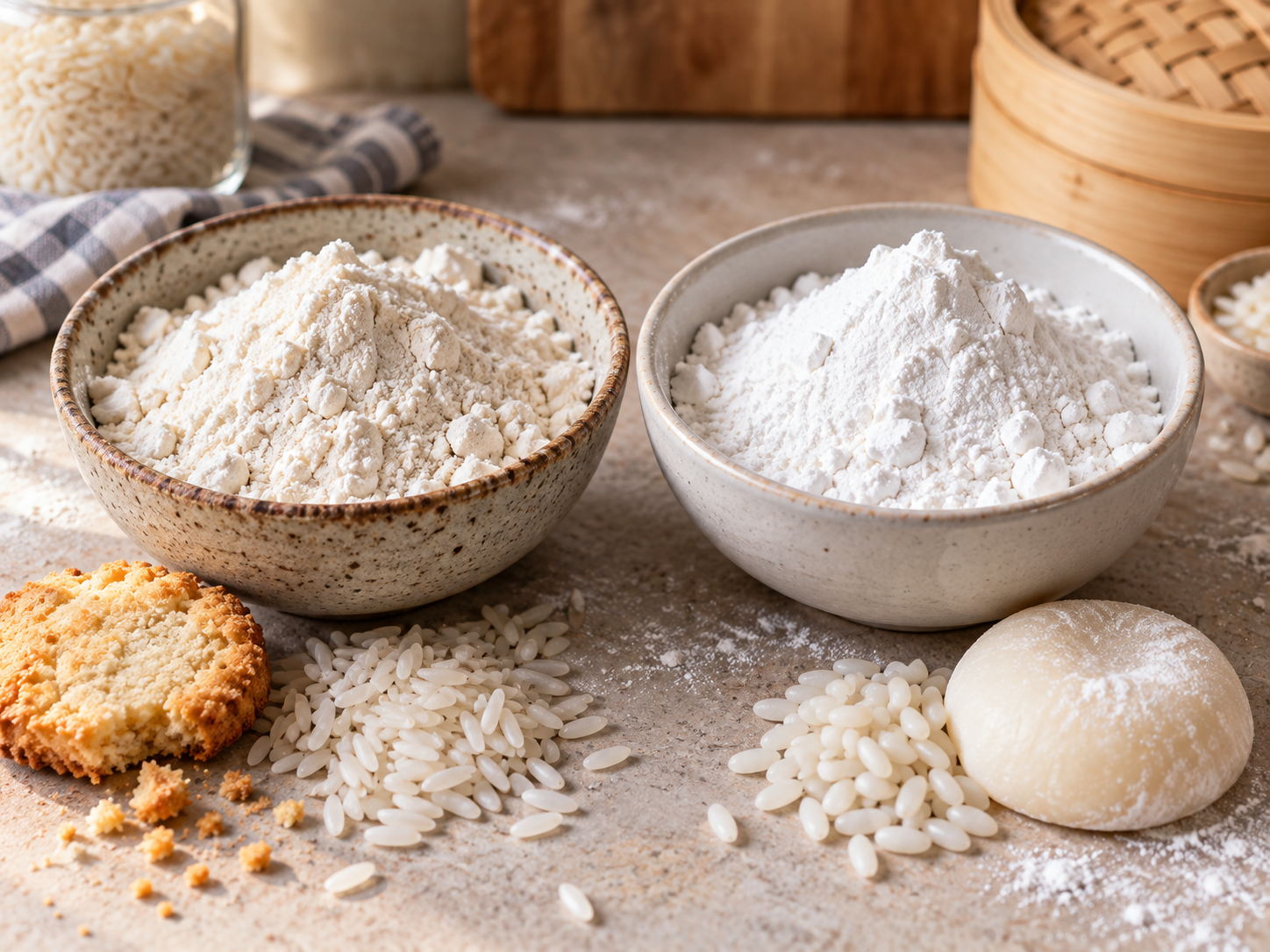 sweet rice flour side by side rice flour