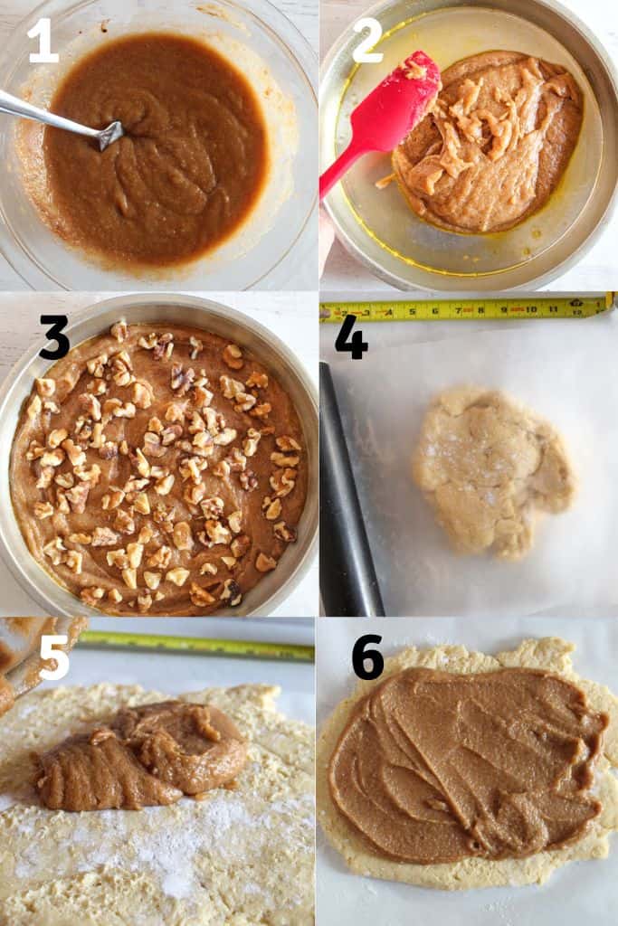step by step photos for rolling sticky buns.