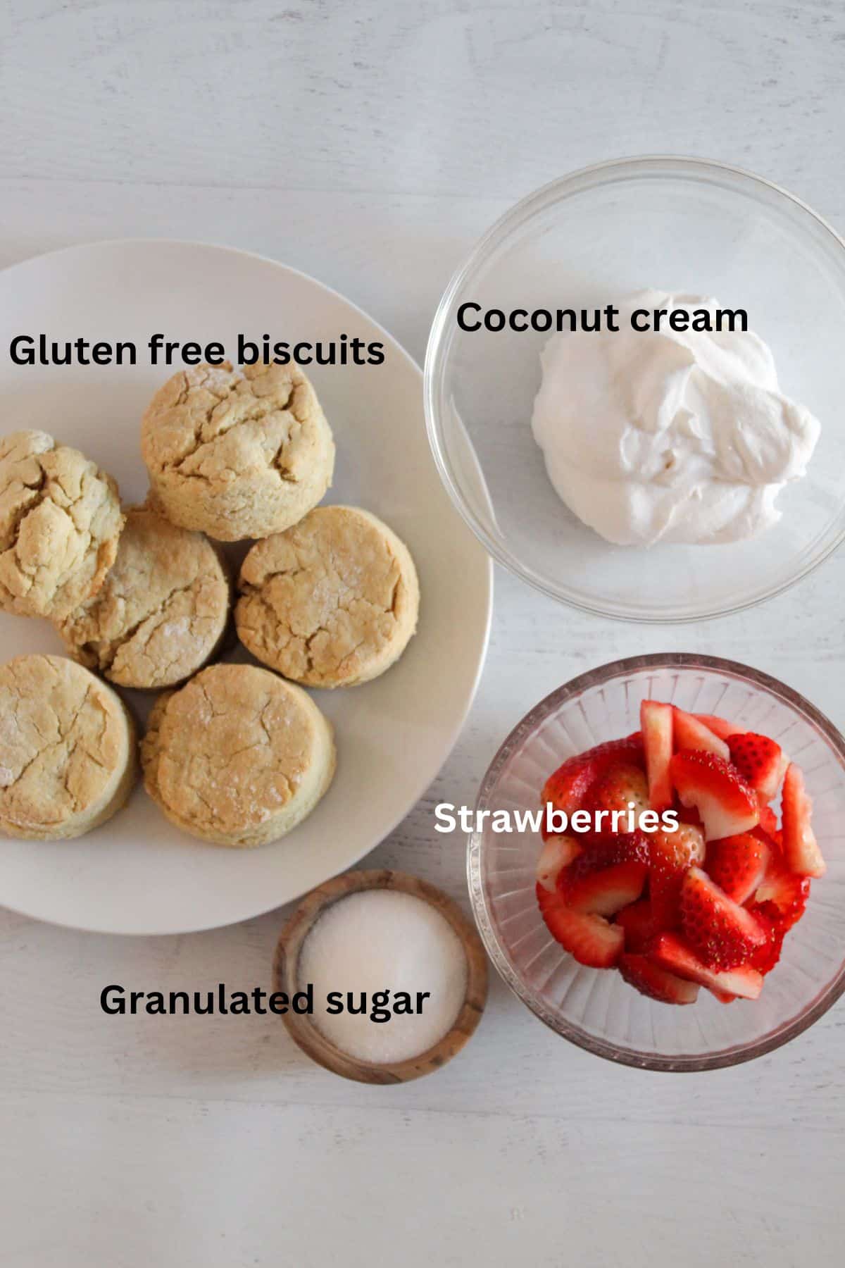 ingredients in gluten free strawberry shortcakes.