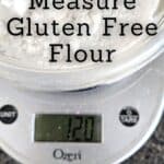 digital scale with flour measured out.
