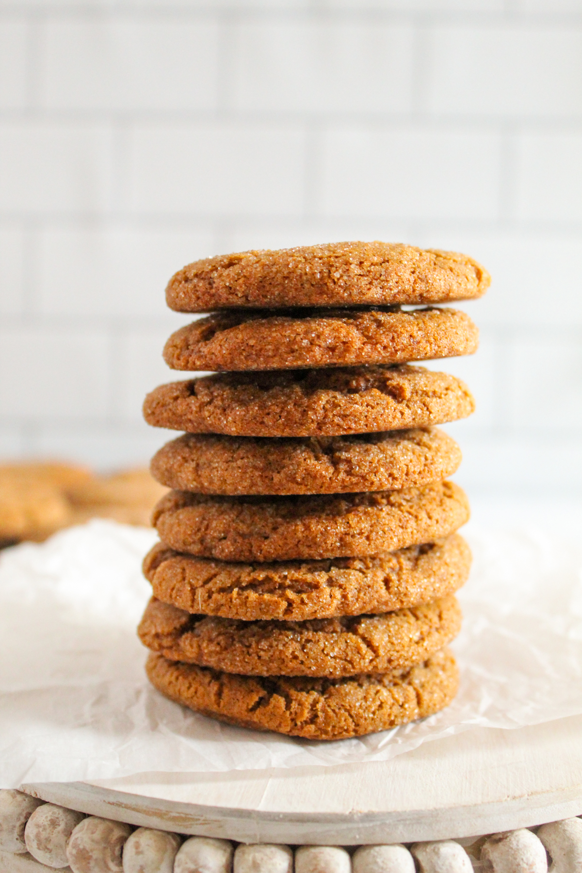 stack of gluten free molasses cookies.