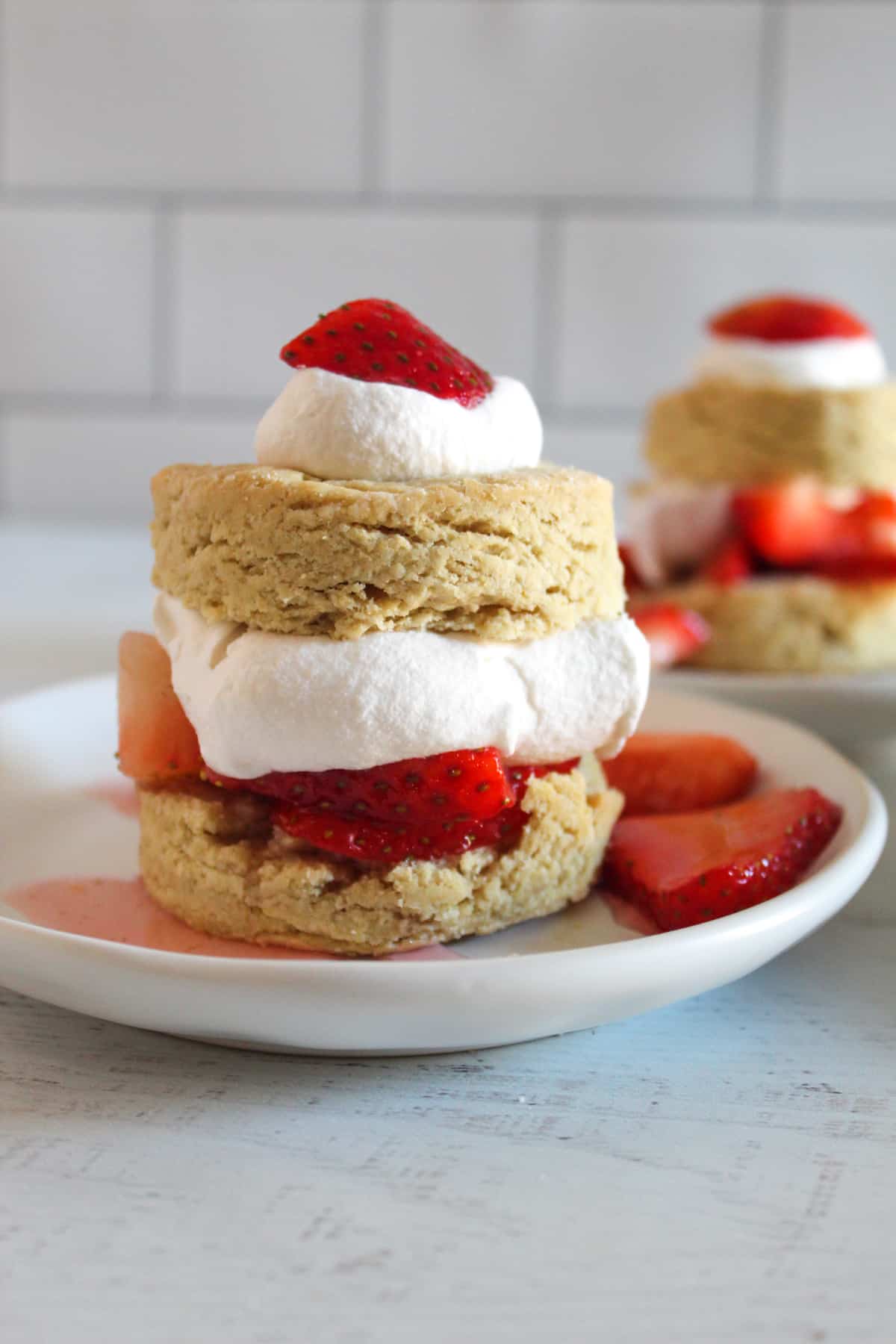 assembled gluten free strawberry shortcakes.