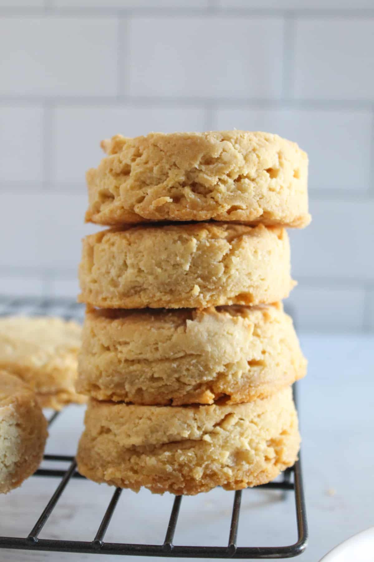 biscuits stacked 5 high.