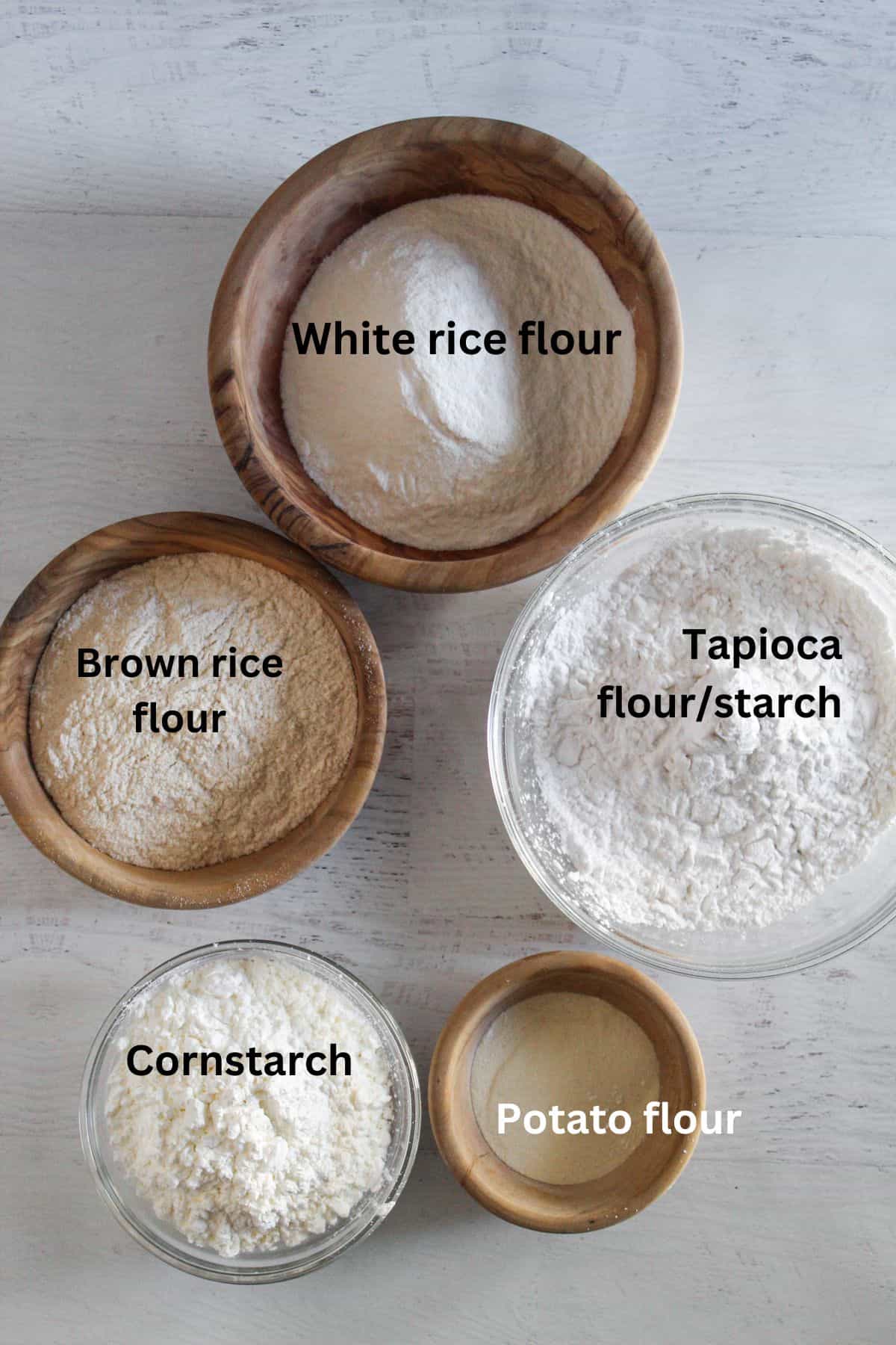 labeled ingredients on a countertop.