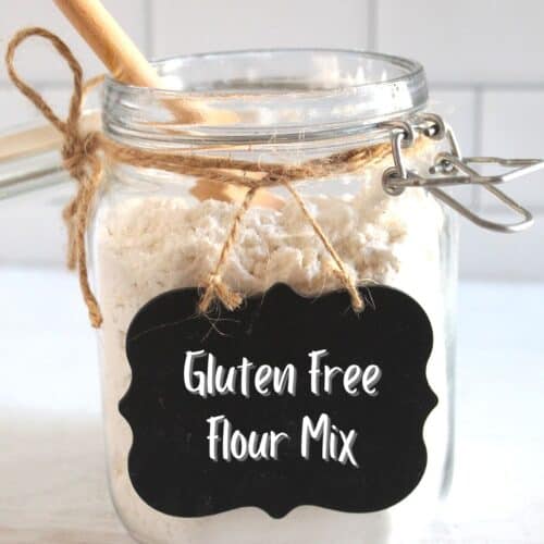 jar of gluten free flour mix.