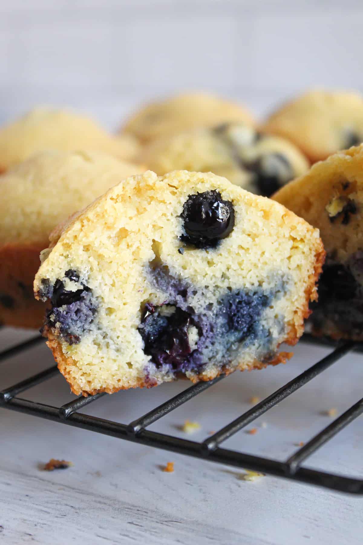 inside of an almond flour blueberry muffin.