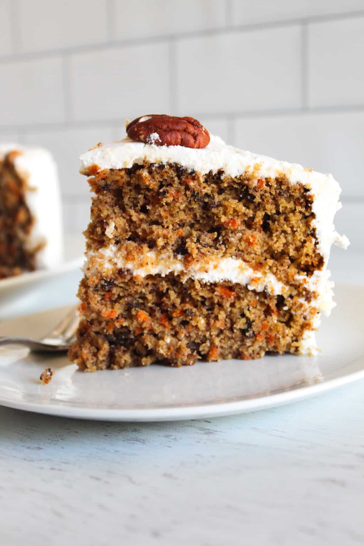 slice of gluten free carrot cake.