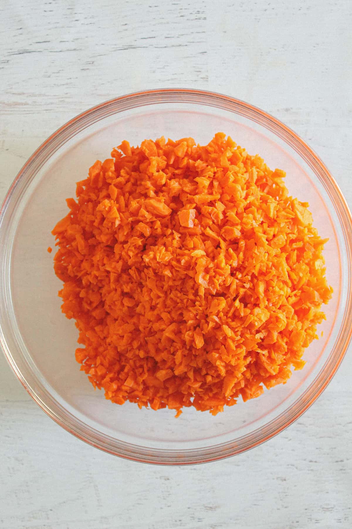 bowl of shredded carrots.