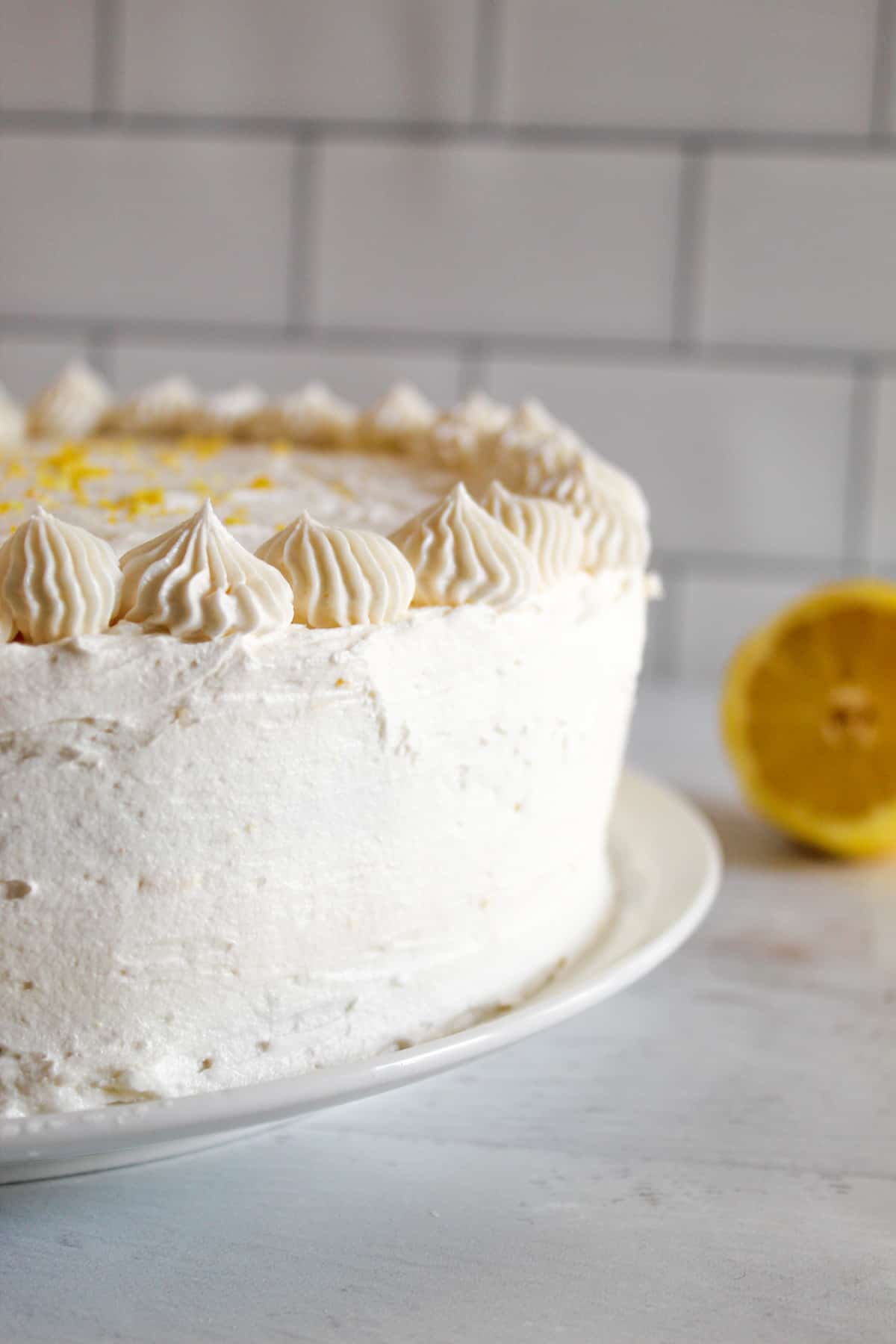 side of a gluten free lemon cake.