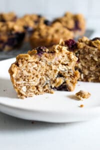 inside of blueberry oatmeal muffins.