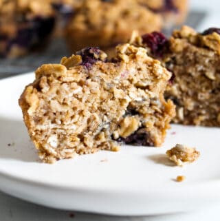 inside of blueberry oatmeal muffins.