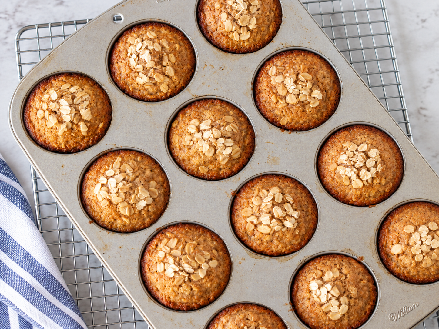 Maked muffins in a pan