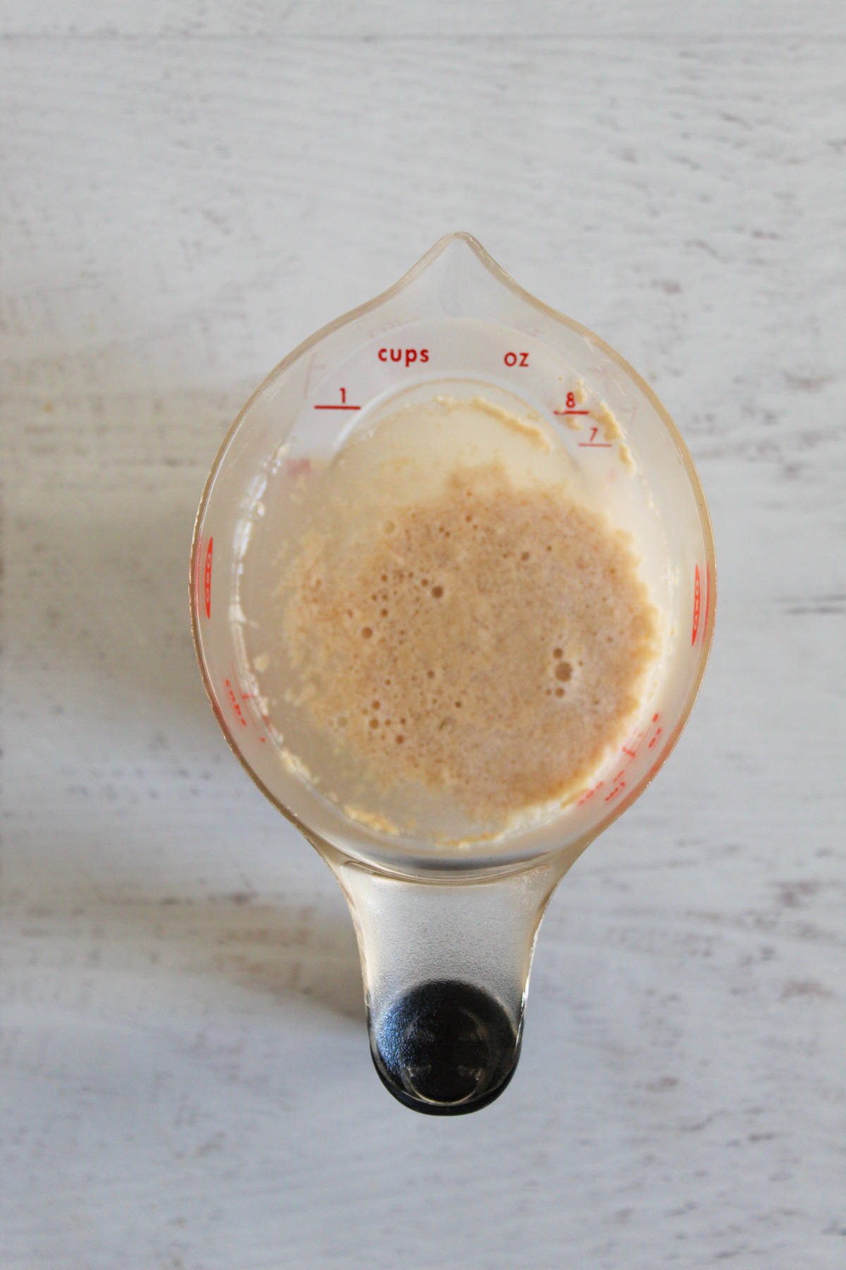 yeast proofing in a cup