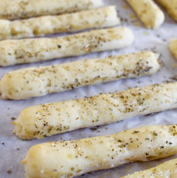 pan of baked gluten free breadsticks