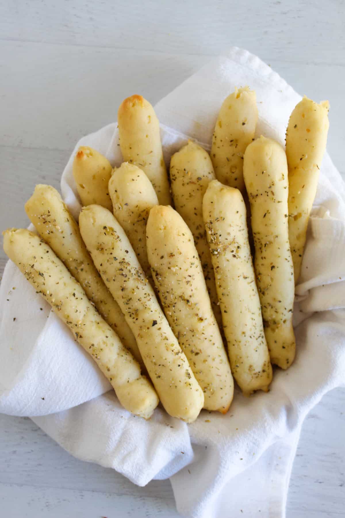 gluten free breadsticks in a basket