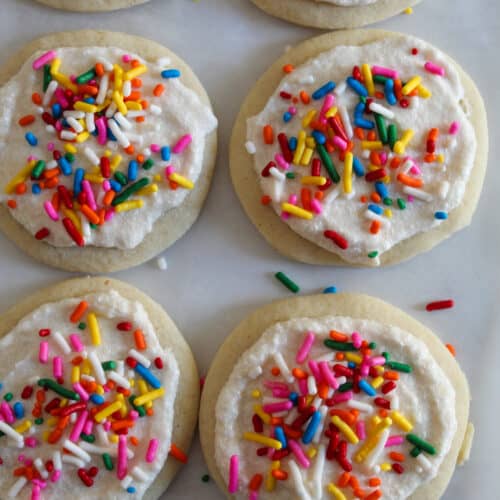 two rows of decorated gluten free sugar cookies