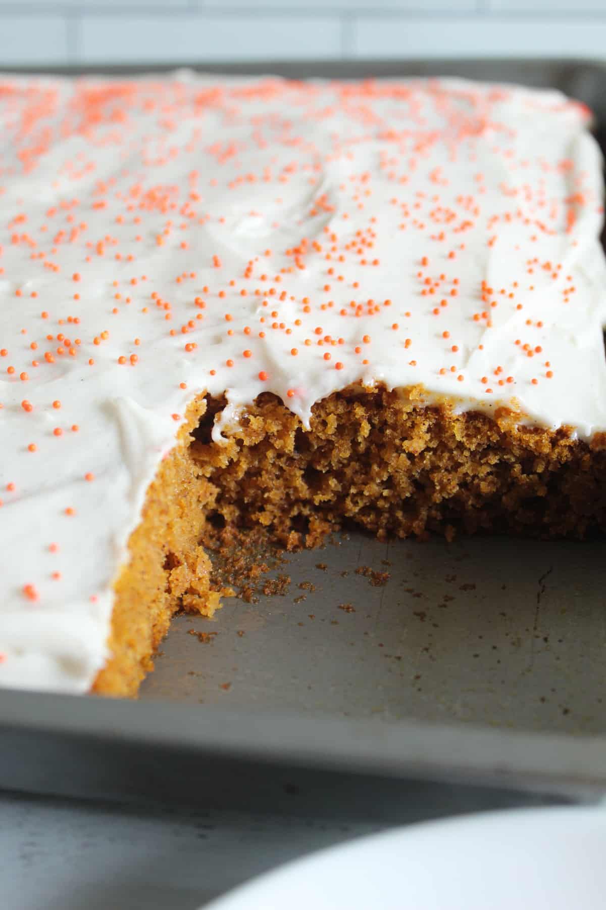 inside view of a cut out of pumpkin bars