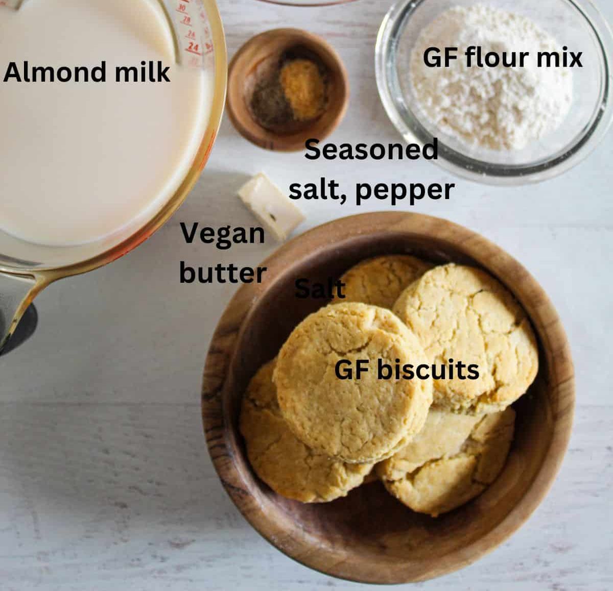 labeled ingredients on a countertop