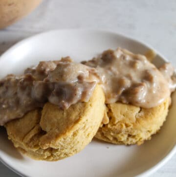 small plate of biscuits and gravy