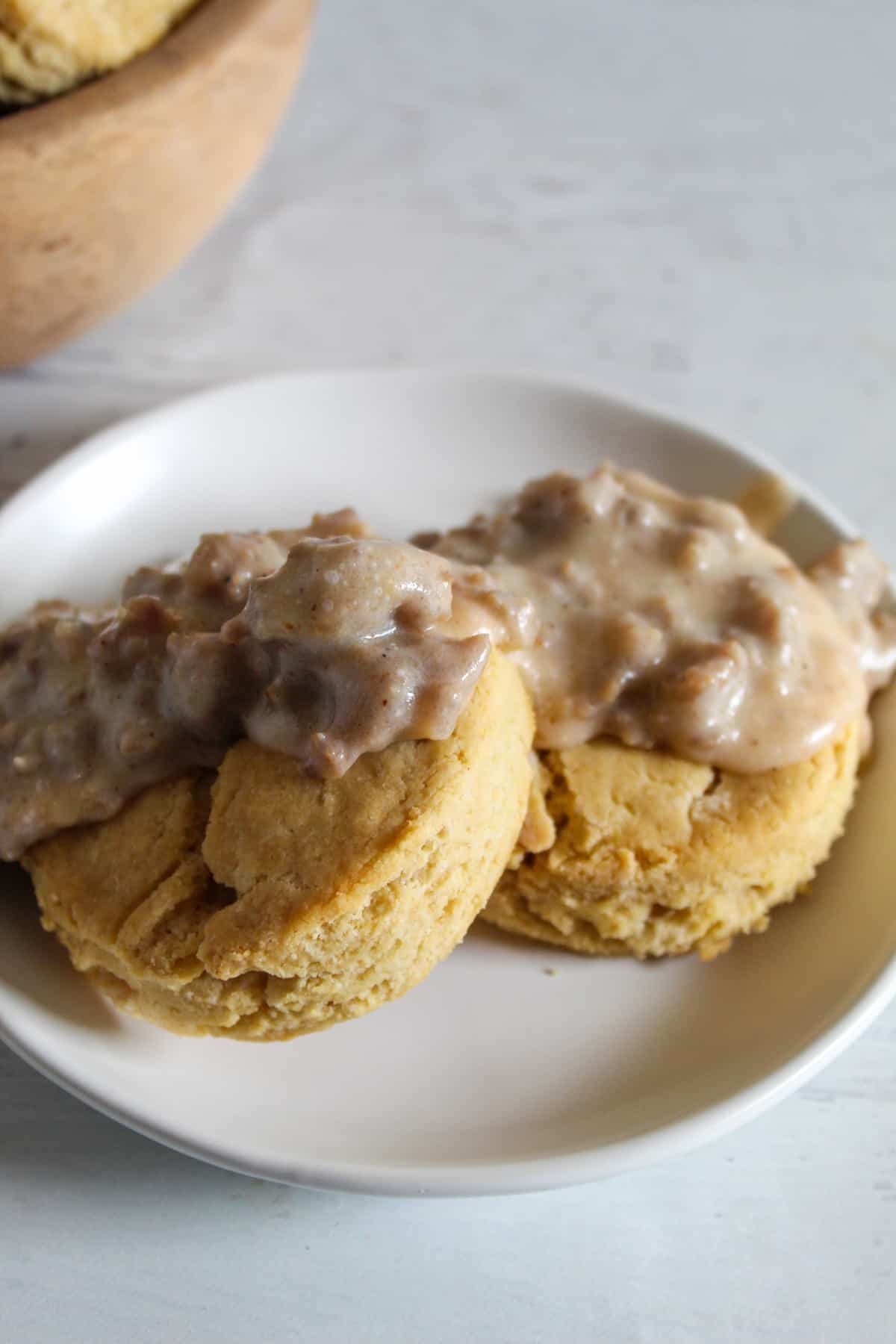 small plate of biscuits and gravy