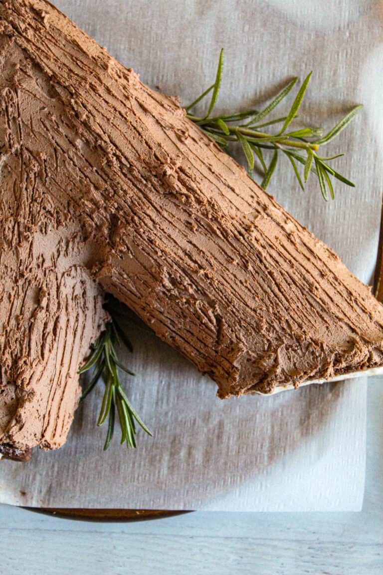 branch of a yule log cake