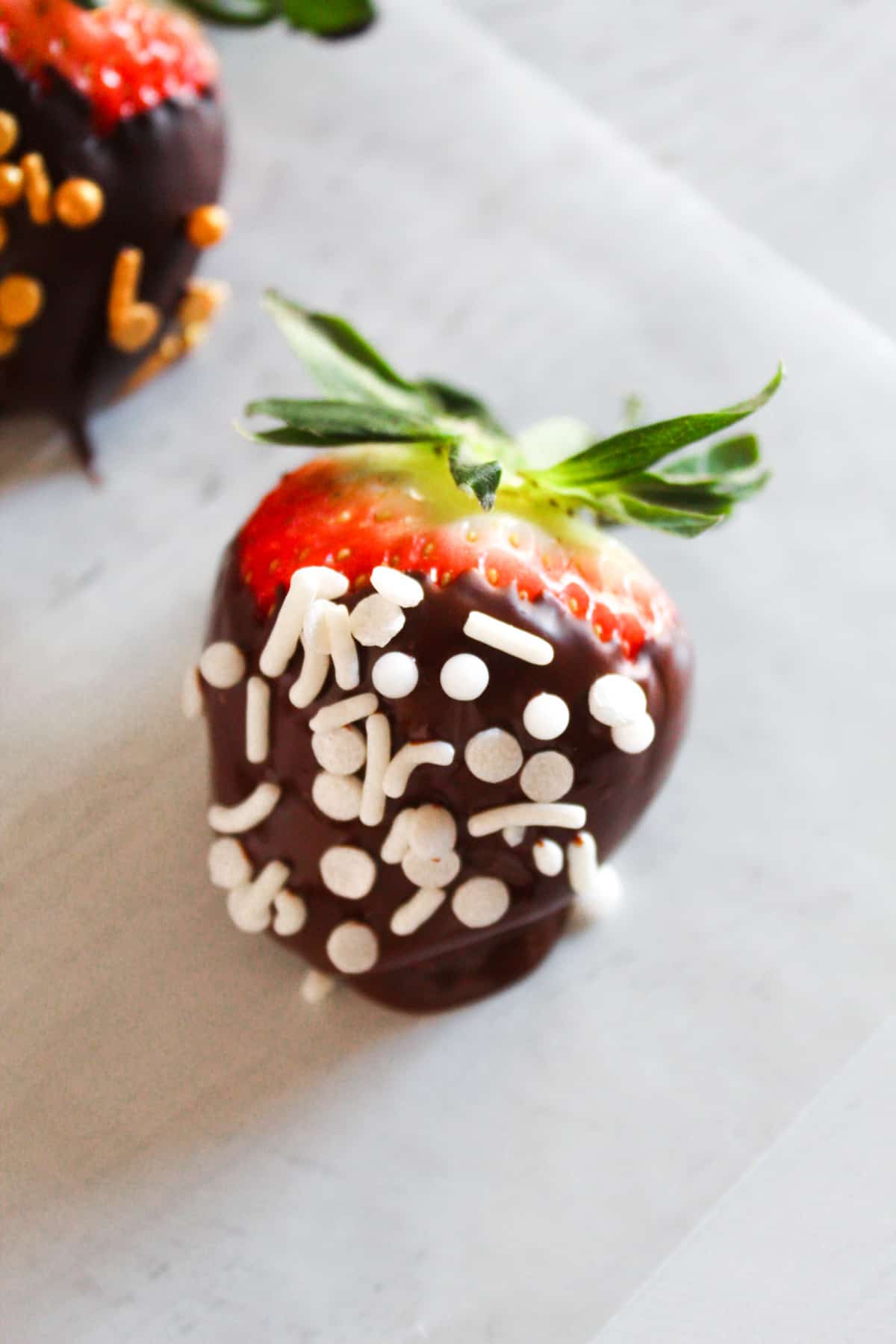 Valentine’s chocolate-covered strawberry with sprinkles