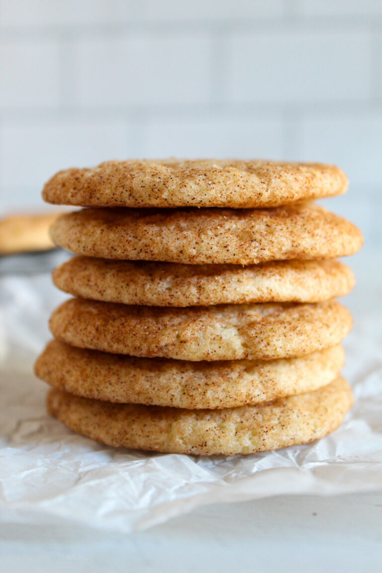stack of gluten free snickerdoodle cookies