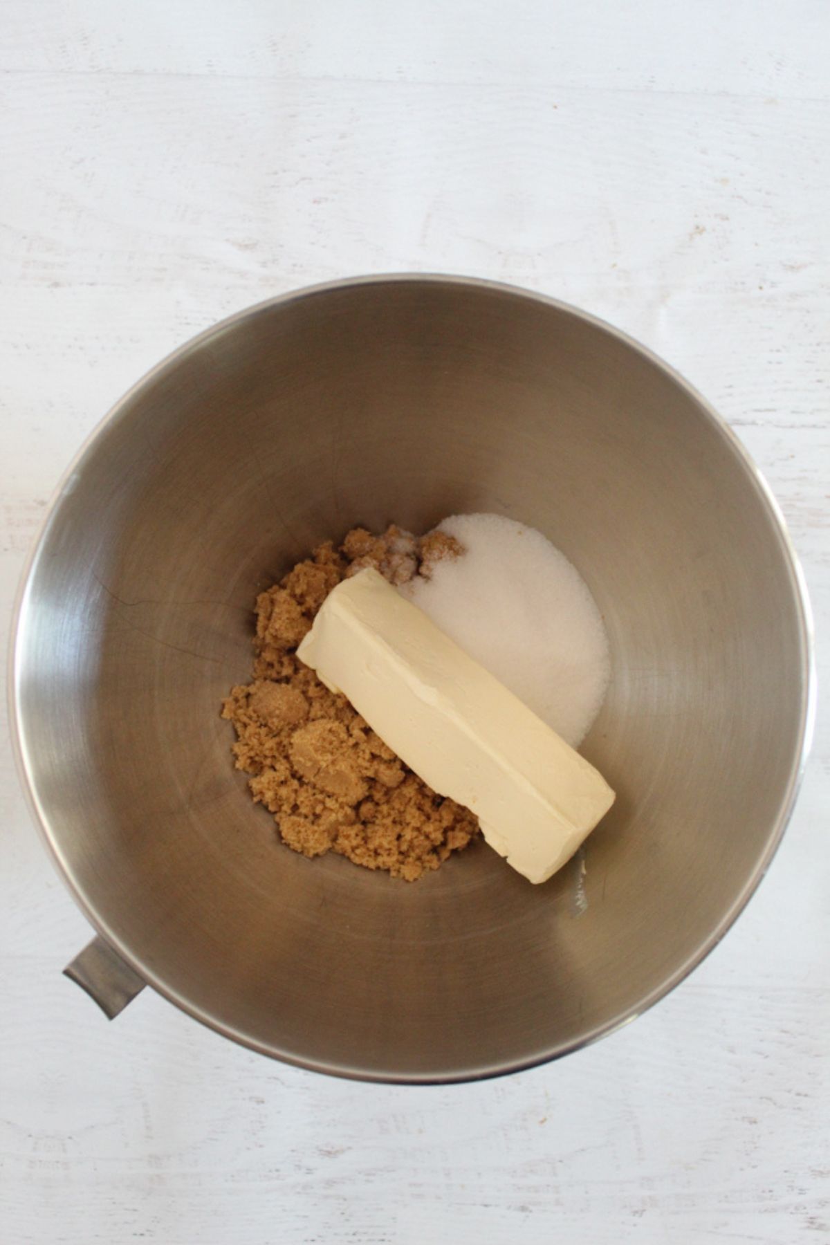 butter and sugar in a mixing bowl