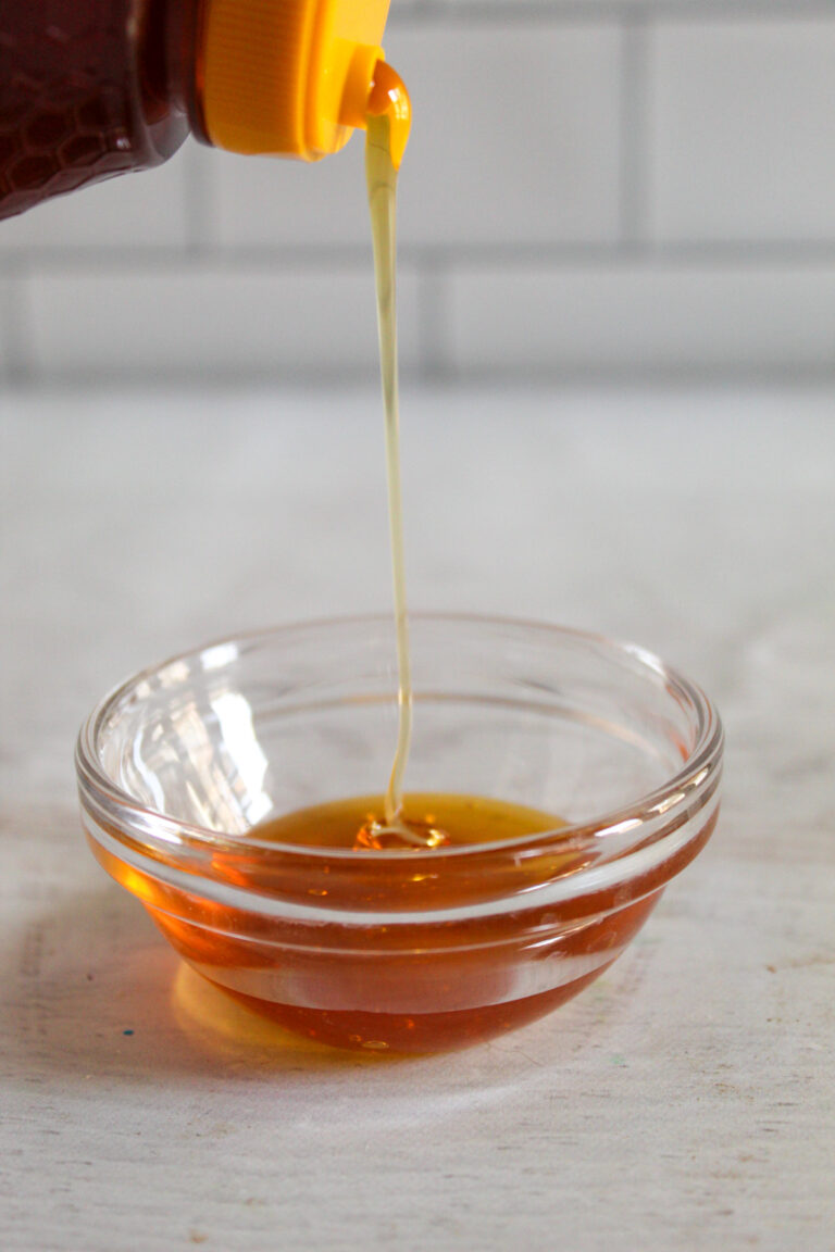 small glass bowl of agave syrup