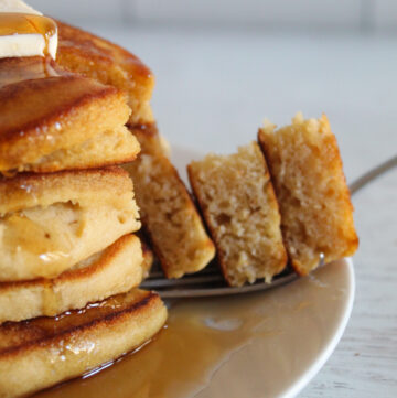 stack of cassava flour pancakes on a plate