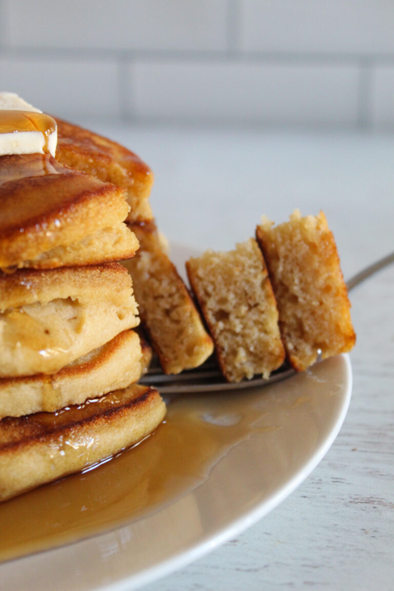stack of cassava flour pancakes on a plate