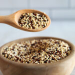 wooden bowl of quinoa