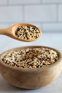 wooden bowl of quinoa