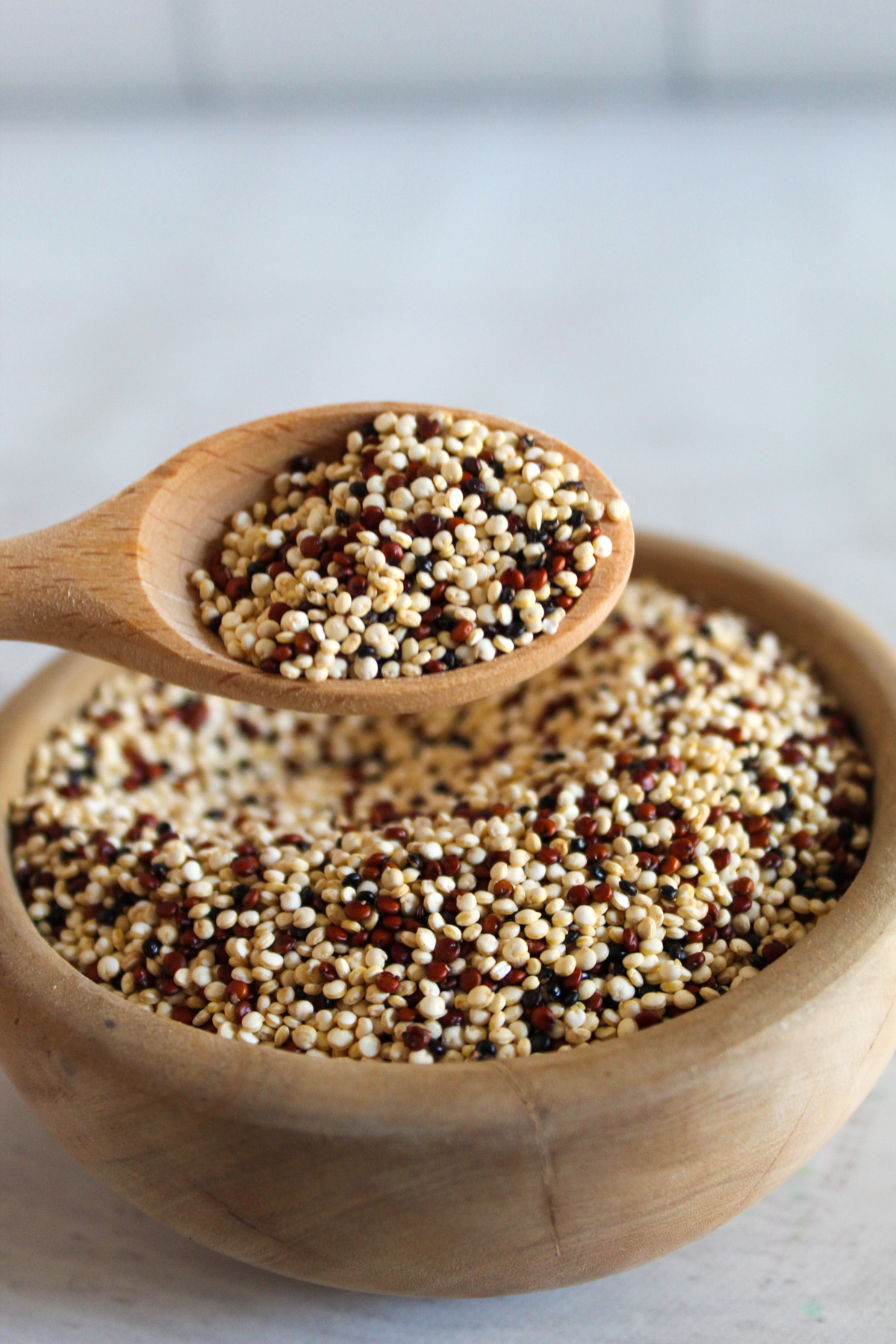 wooden bowl of quinoa
