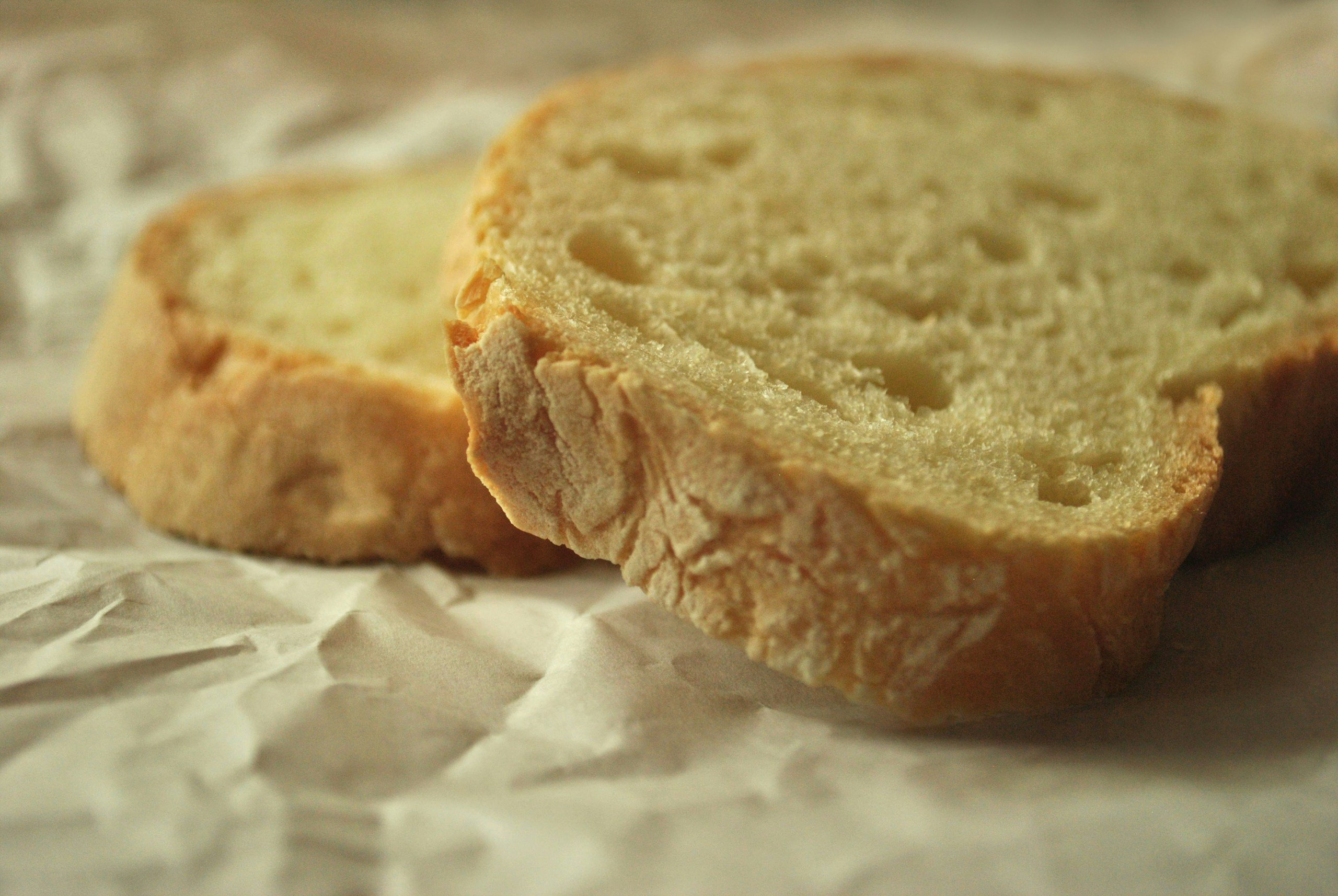 Slices of sourdough bread under the morning light