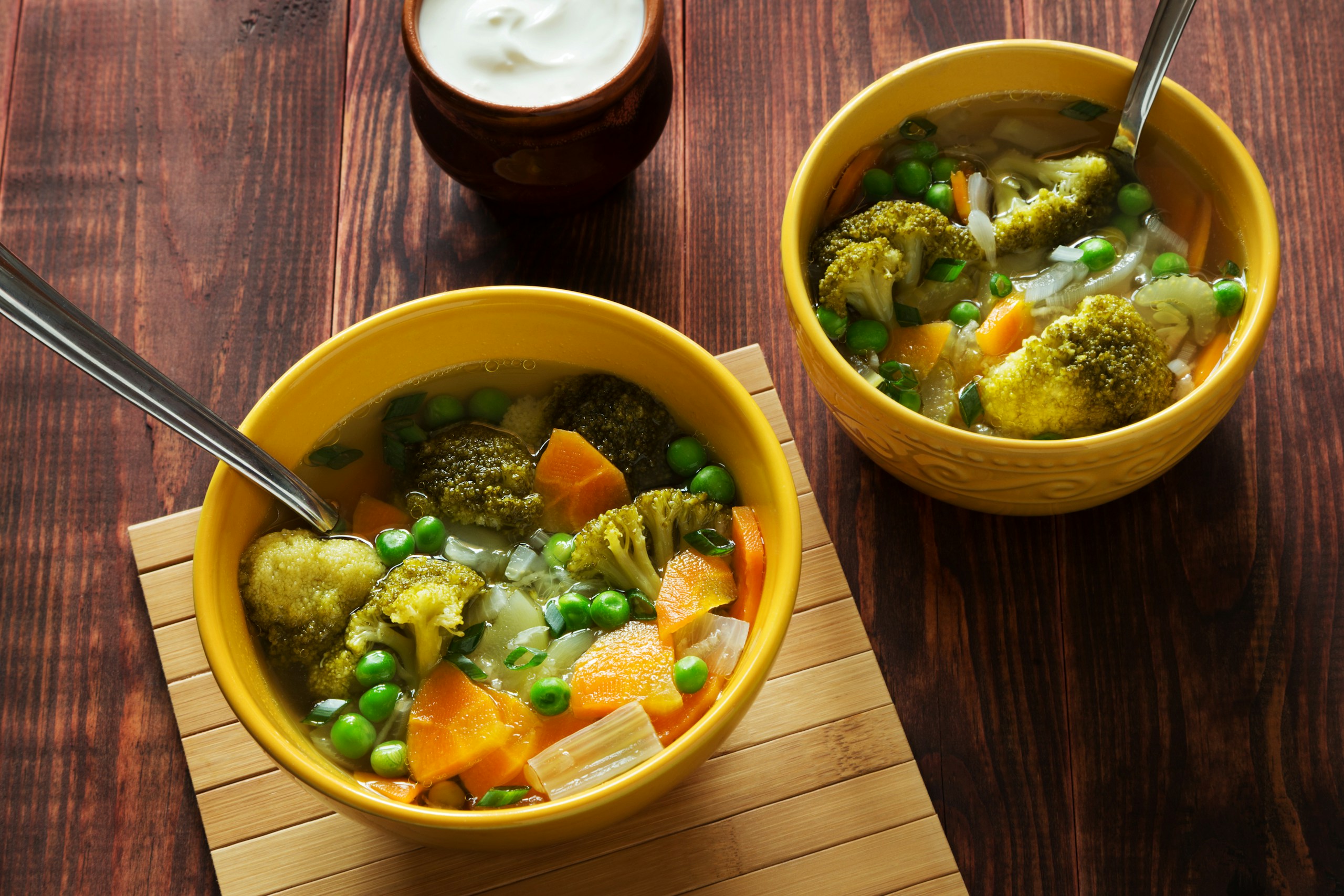 Bowls of Vegetable Soup