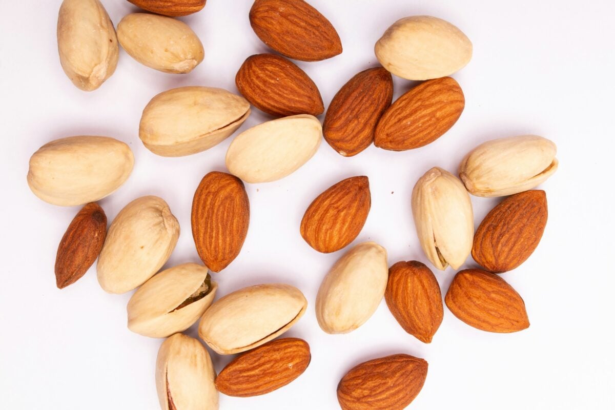 Top view composition of healthy Almonds