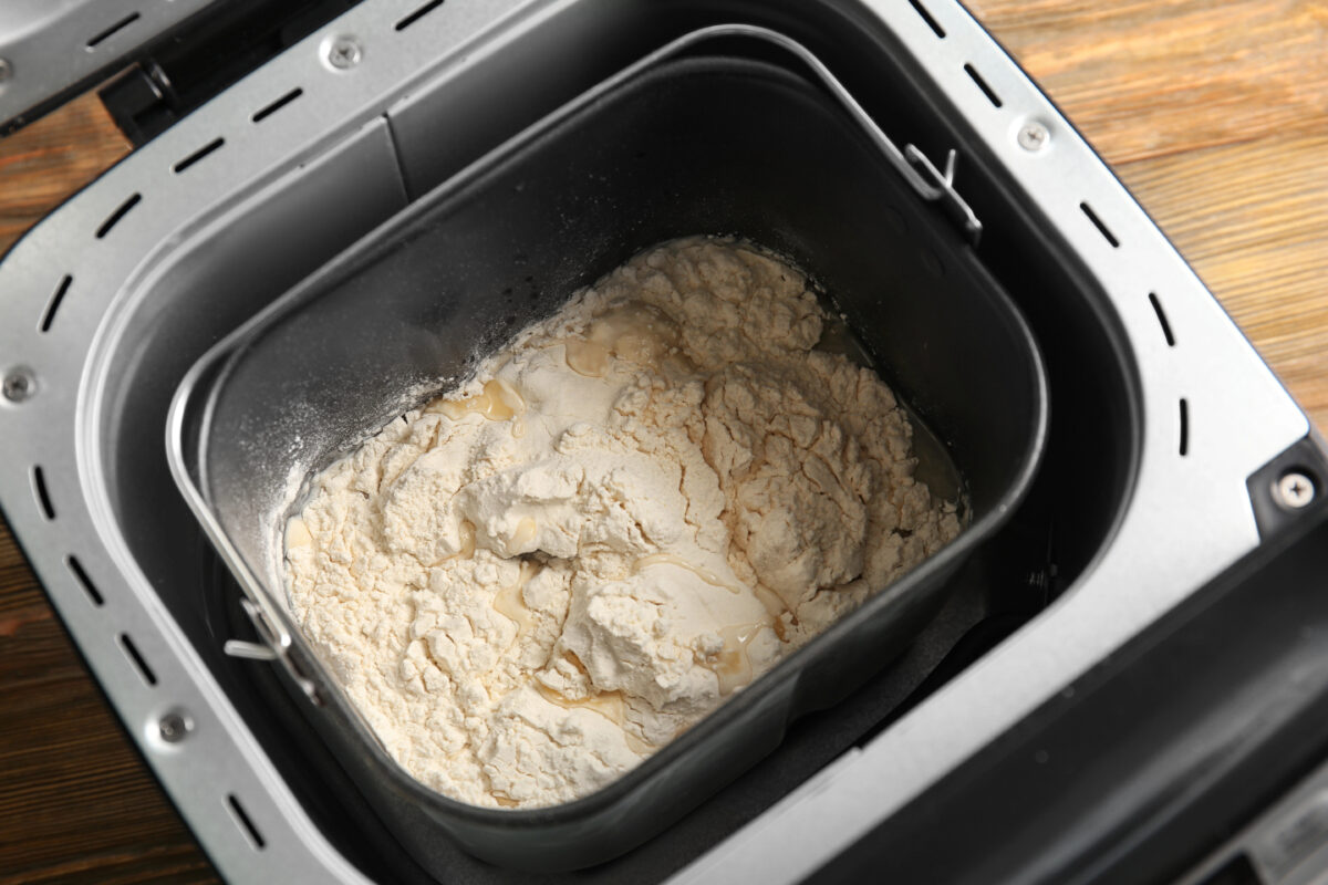 Modern bread machine with flour
