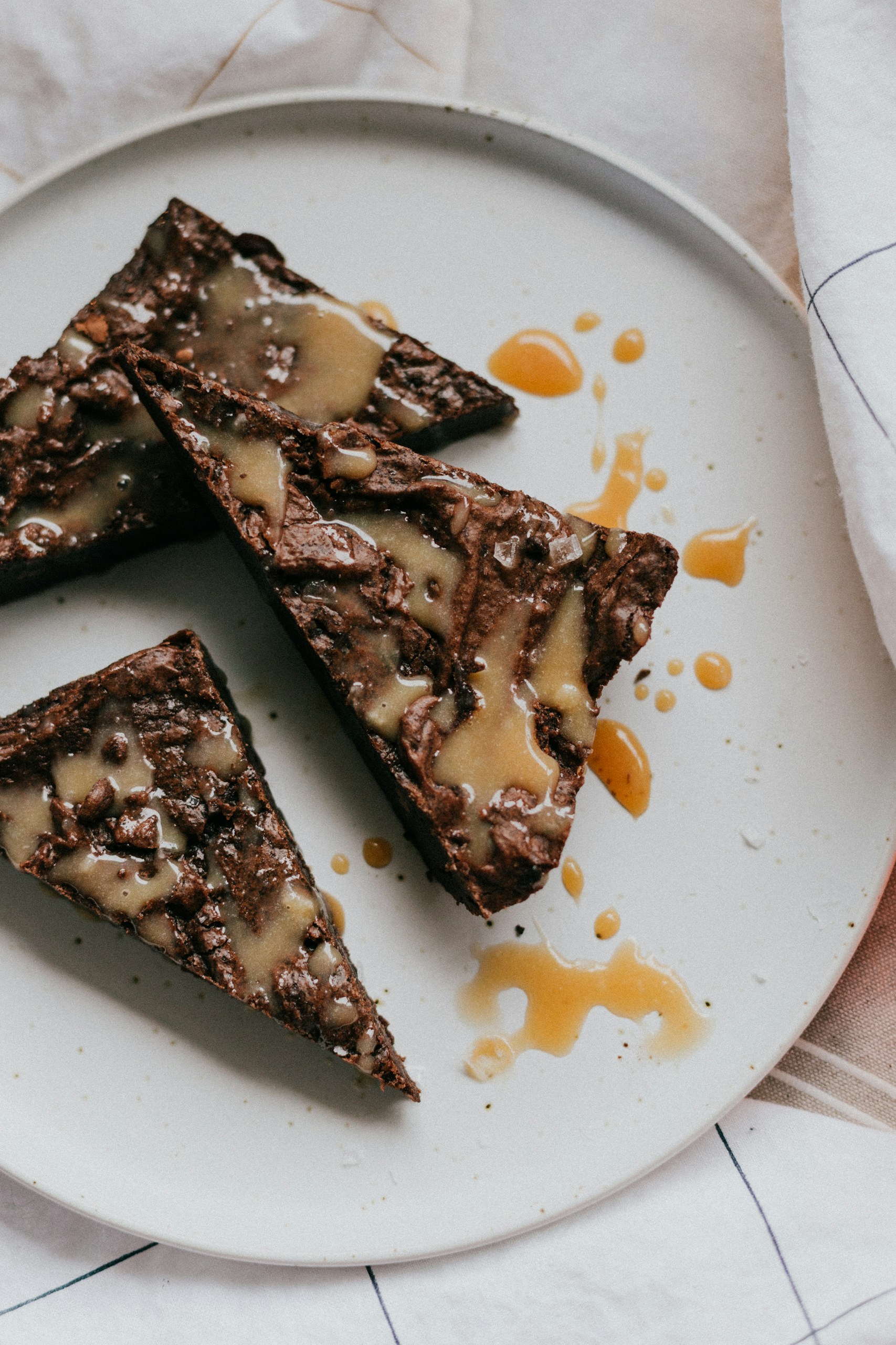 brownie with a drizzle of caramel