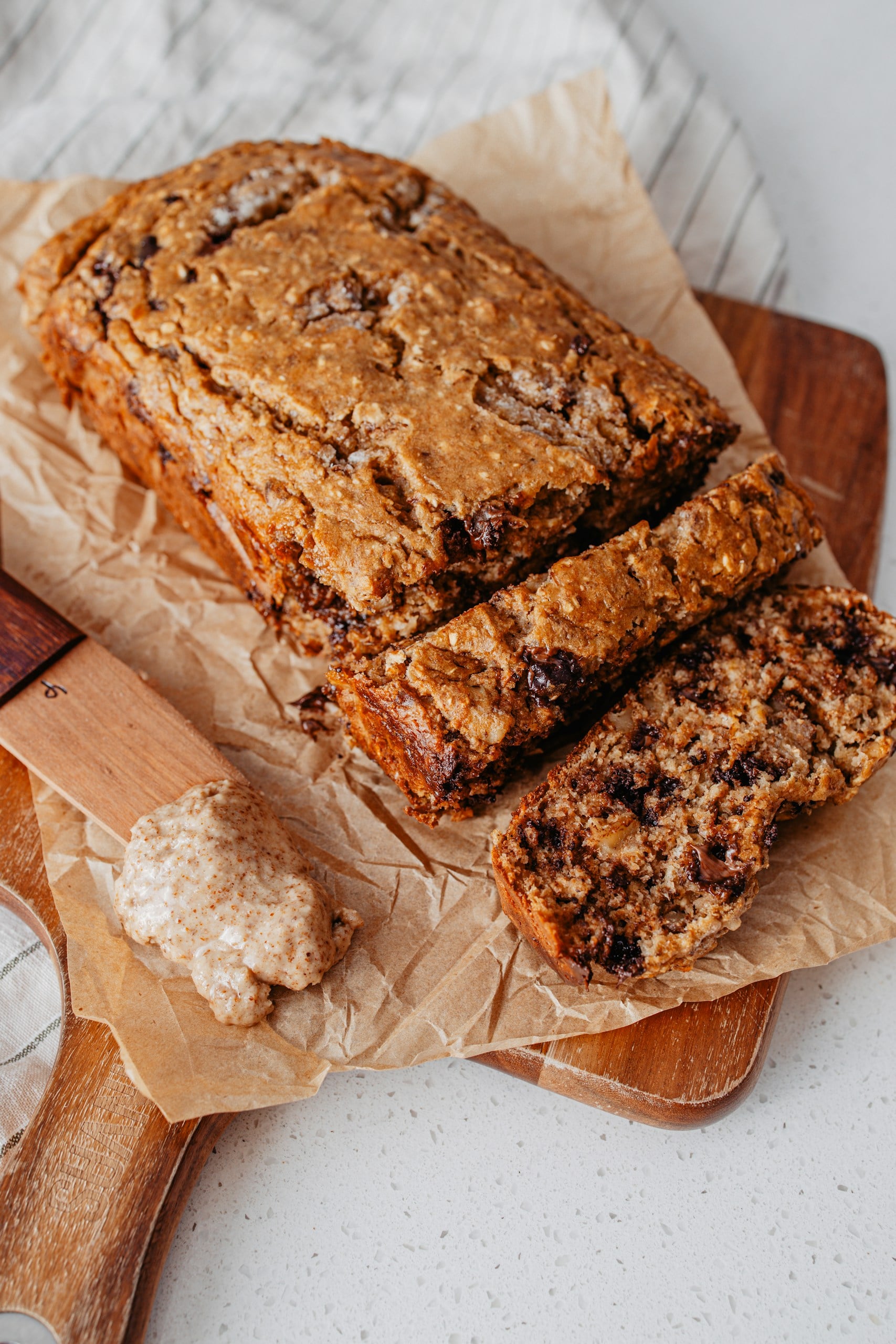 Peanut Butter–Banana Bread with chocolate chips