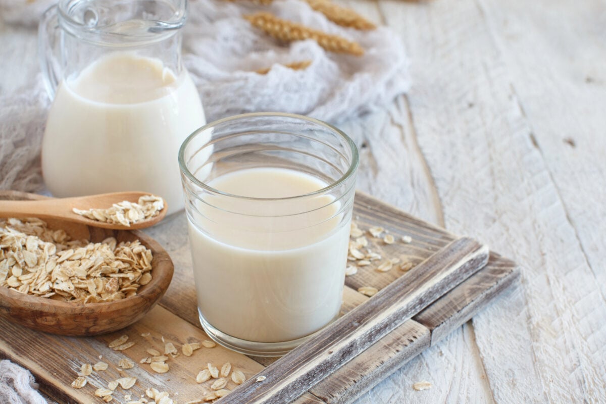 Vegan oat milk, non dairy alternative milk