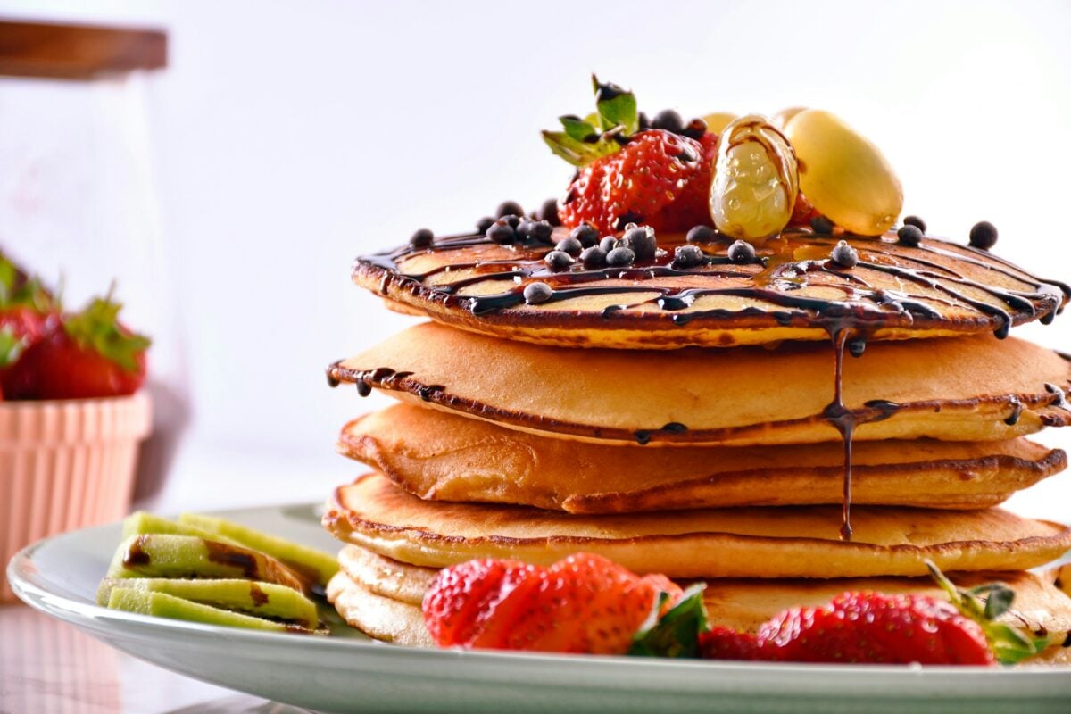 pancakes and fruit